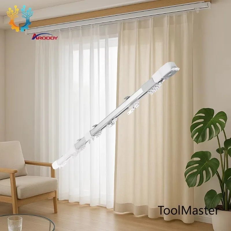 

【2026】 ARODDY 1.8-3m Alexa Compatible Plug Powered Heavy Duty Metal Automatic Curtain Track System With Control For Modern Home