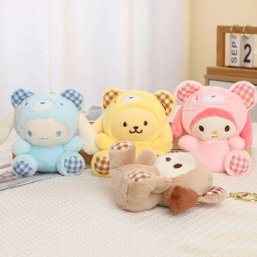 

Sanrio Kawaii плюшевый брелок кукла Pompompurin Melody Kuromi Cinnamoroll мультфильм мягкий рюкзак украшения куклы Рождественский подарок