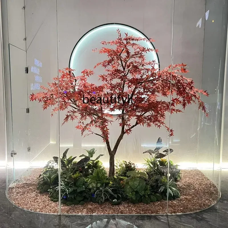 lbArtificial Red Maple Chinese Rockery Dead Tree Indoor and Outdoor Decoration Landscape Fake Trees Decoration