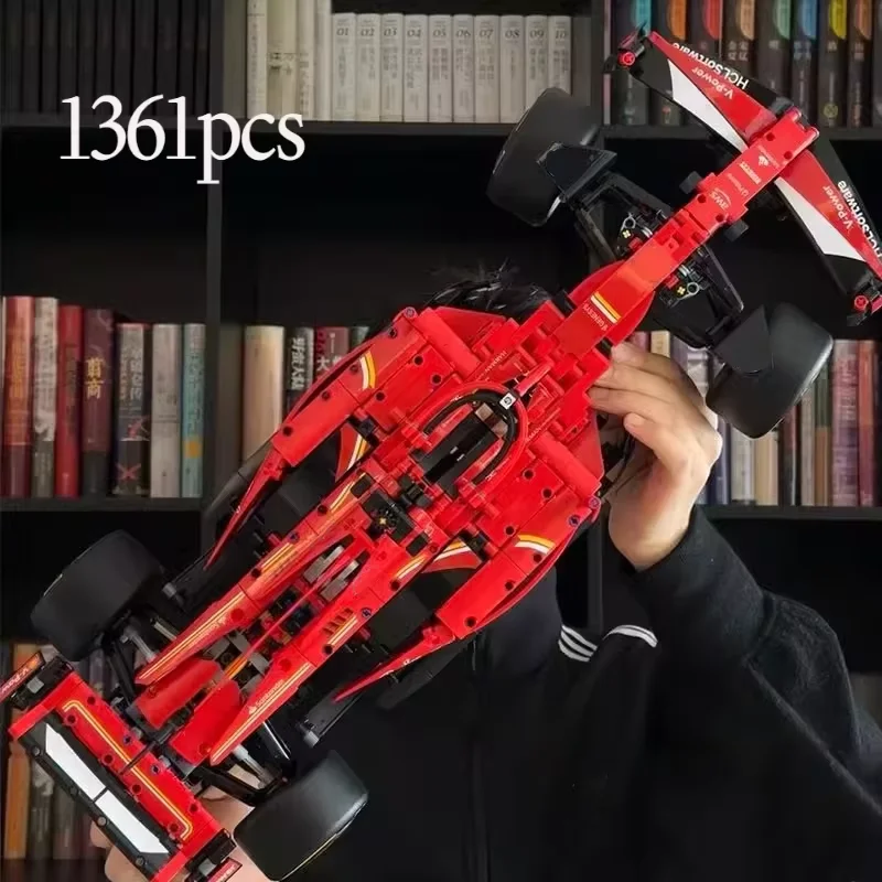 سيارة سباق SF-24 F1 تقنية 1361 قطعة 42207 مجموعات بناء مجموعة ميكانيكية مقياس 1:8 نموذج عرض تذكاري سيارة رياضية هدية