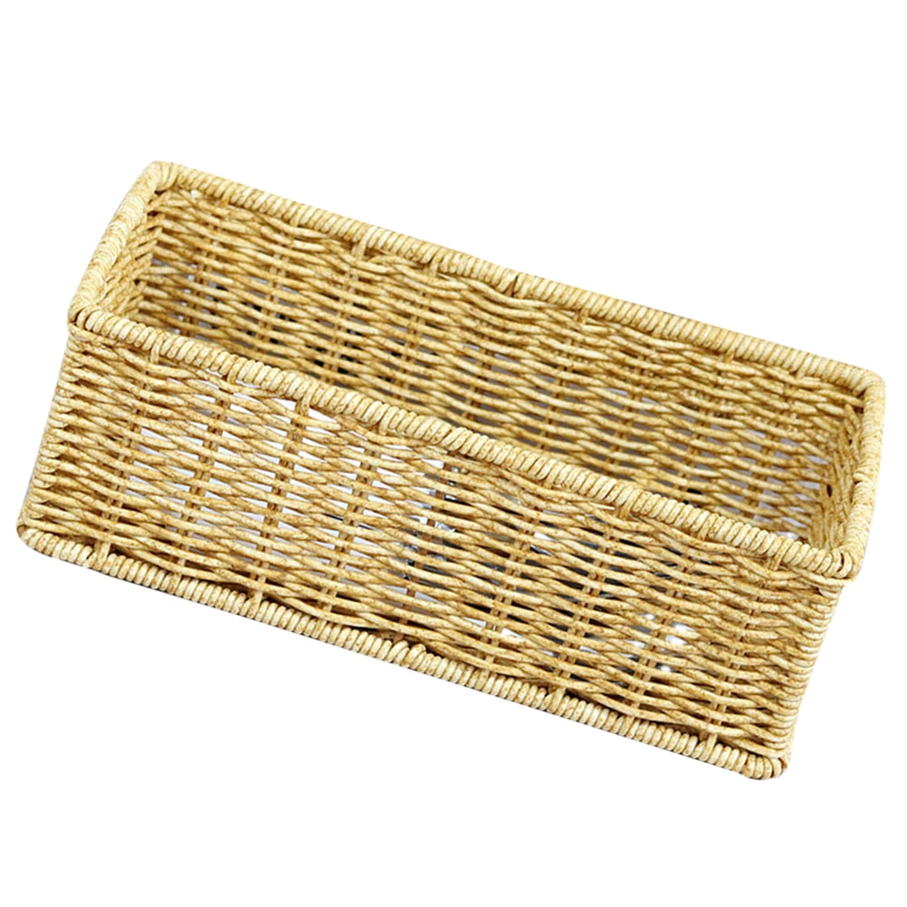 

Handmade 27x13x9cm Rattan Basket Shallow Coffee Kitchen Towel Cutlery Storage Fruit Snack Home Decor Solution Woven Box