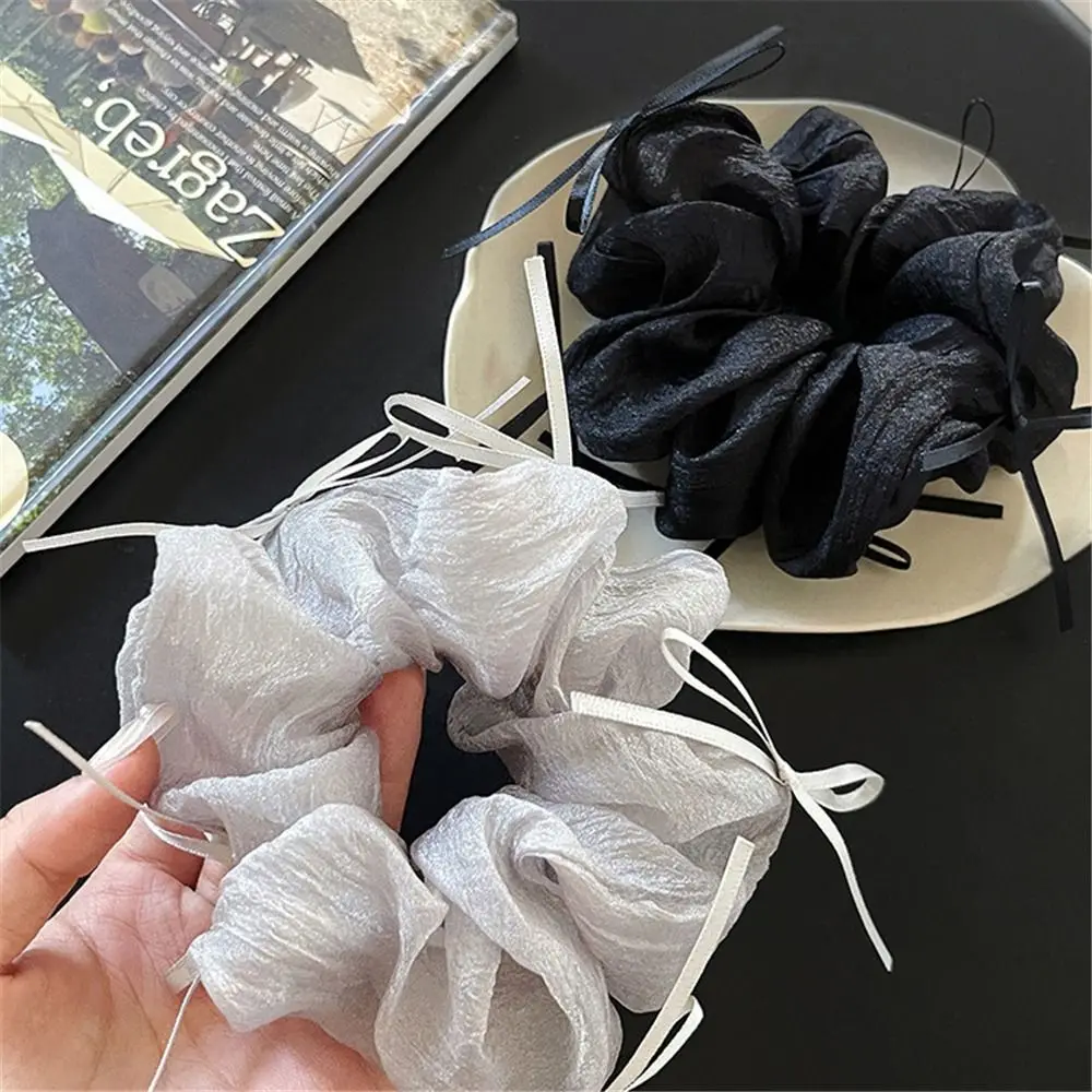 

Sweet Ballet Style Lace Mesh Scrunchie Elegant Korean Hair Tie Bow Ribbon Elastic Band for Women Girls
