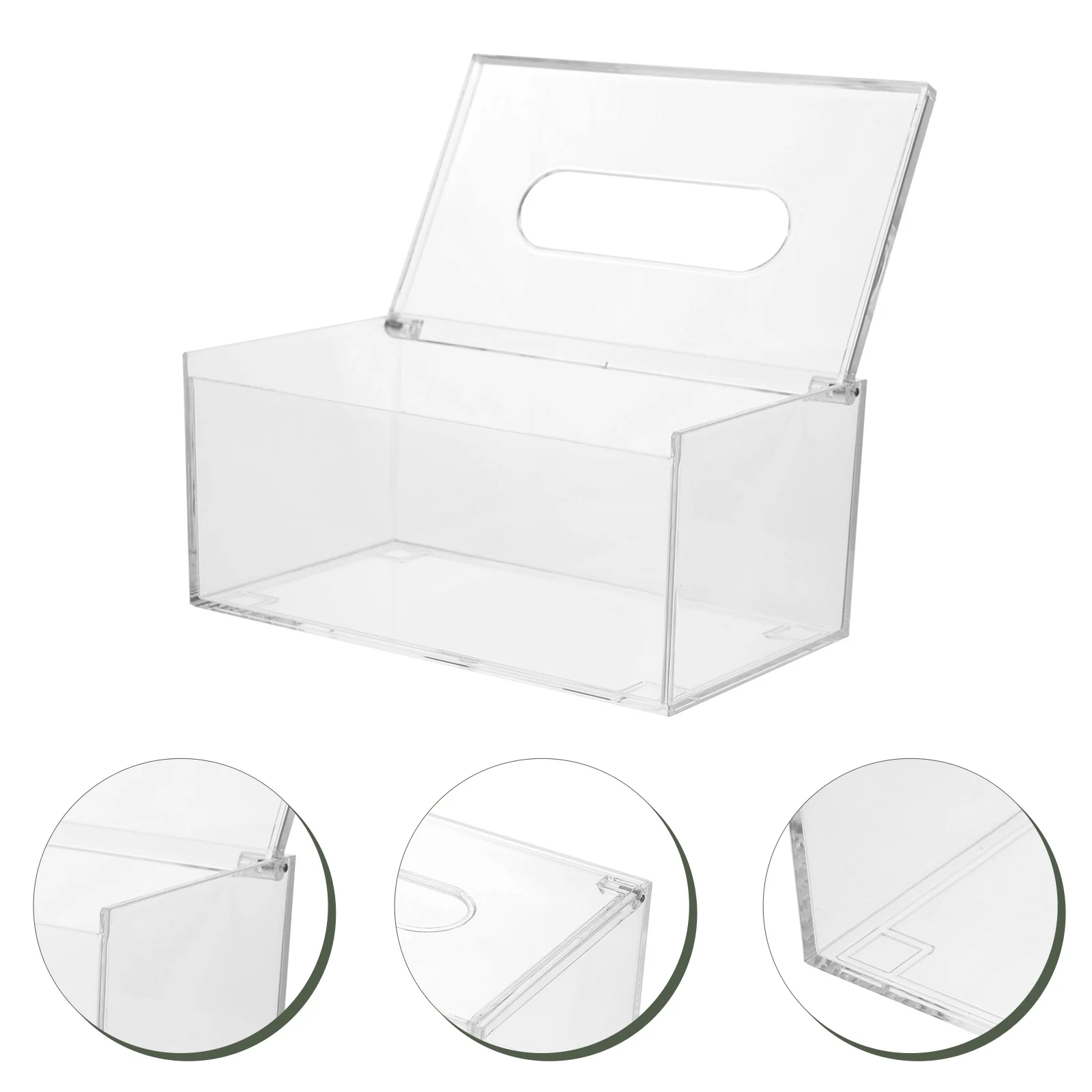 

Flip Top Tissue Box Acrylic Smooth Surface Easy Clean Desktop Decor Paper Towel Dispenser For Home Car Use Transparent