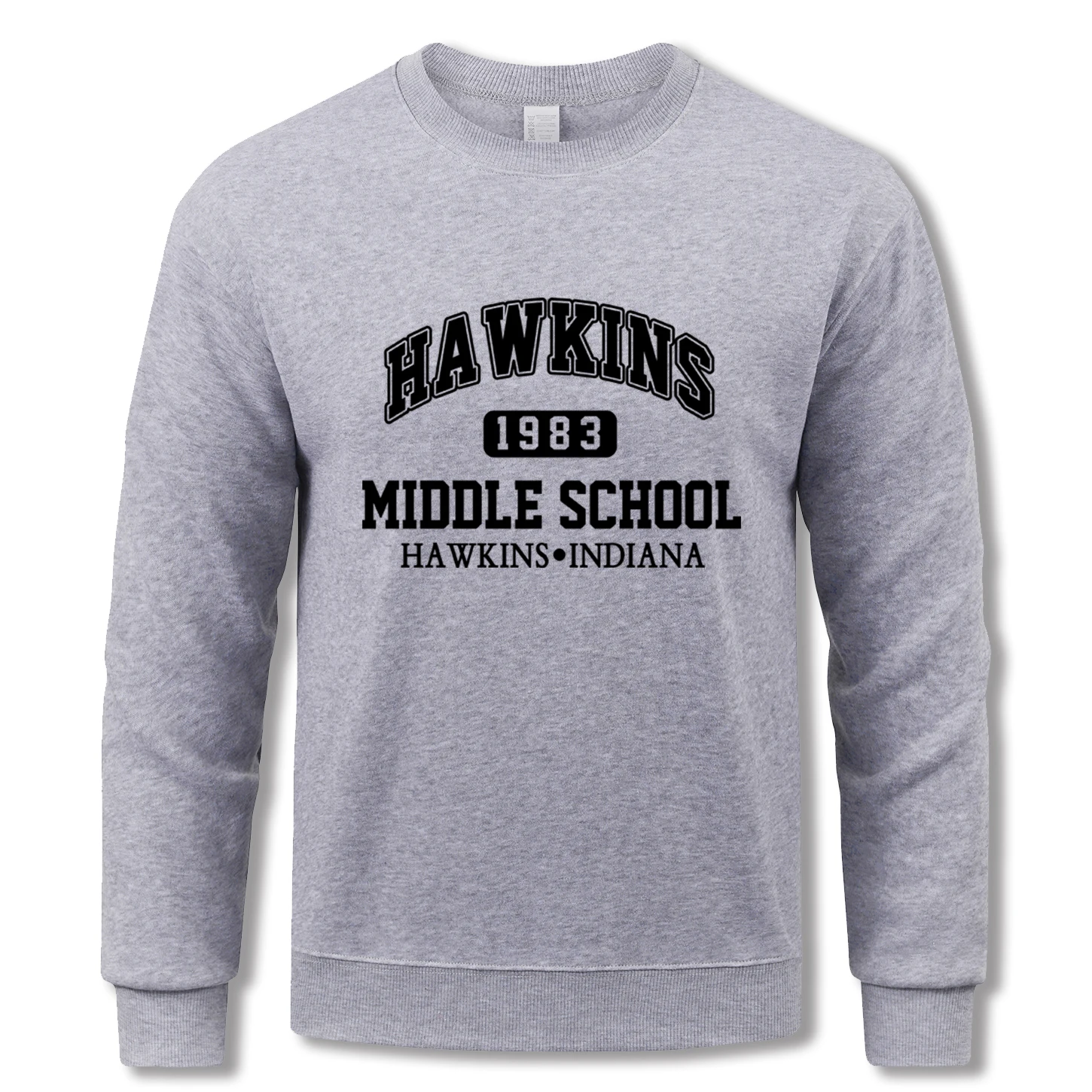 Hawkins Mittelschule Print Sweatshirt Mann Oansatz Weiche Lose Streetwear Casual Fleece Top Unisex Hip Hop Mode Kleidung