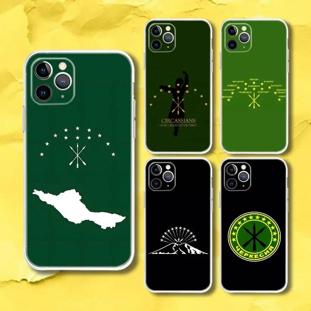 

A-Adygea Circassian Flag Phone Case For iPhone 17,16,15,11,12,14,13 Pro Max Plus Mini X,XS,XR,7,16E Air Transparent Cover Fundas