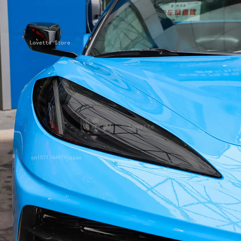 

For Chevrolet Corvette C8 2020-2023 Car Headlight Front Lamp Protective Film Restoration Transparent Black TPU Sticker