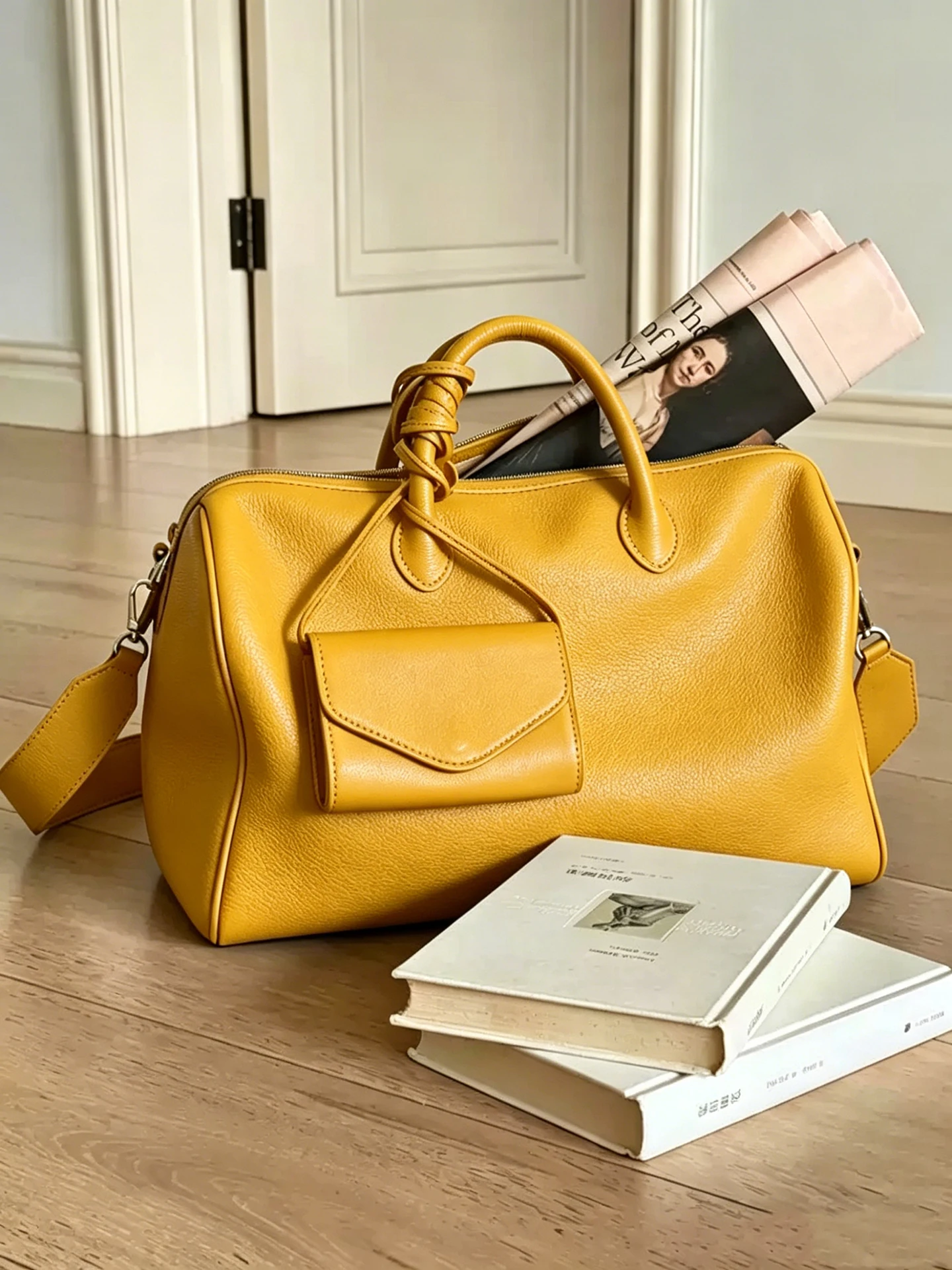 Yellow Large Capacity Tote Bag Women's 2026 New Commuter Handbag Shoulder Bag Crossbody Boston Bag Korean Style Fashion Bag