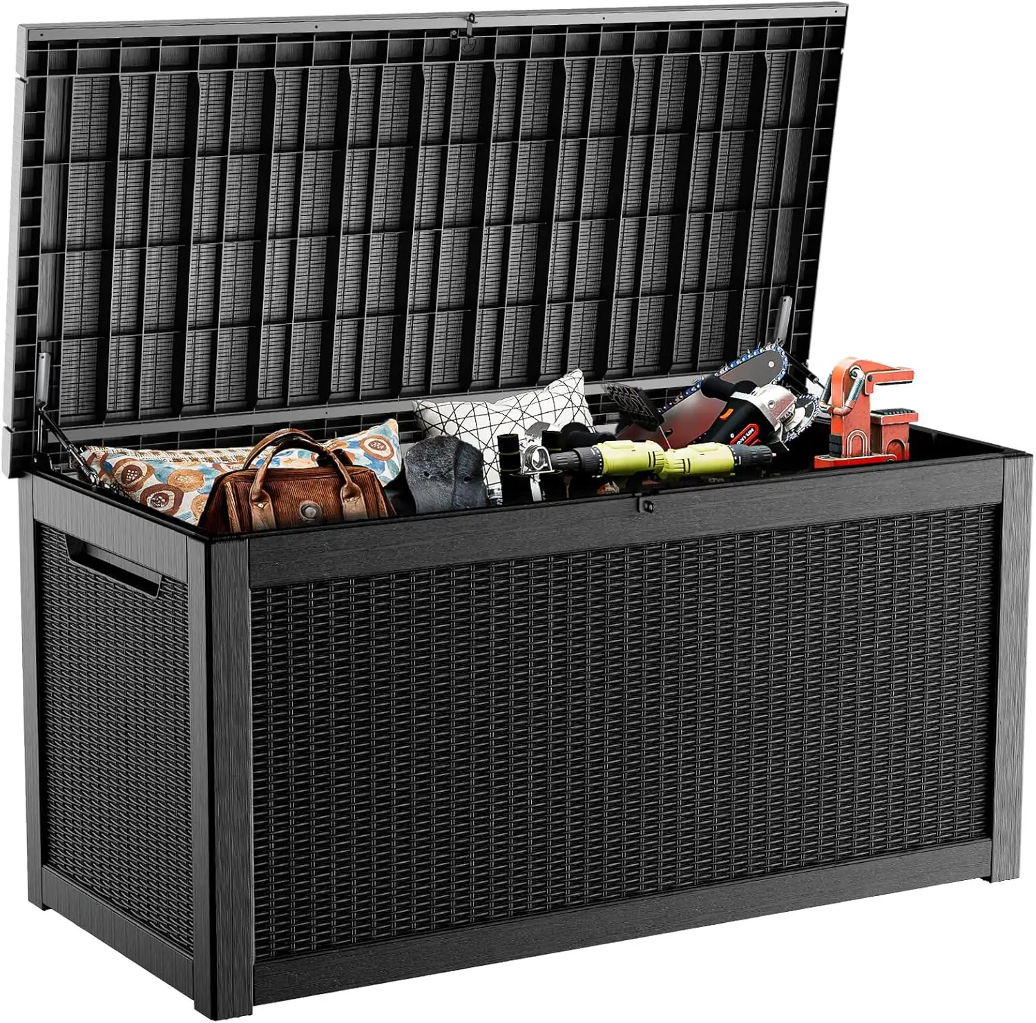 

320 Gallon Deck Boxes Waterproof, Outdoor Large Storage Boxes with Lids, Outside Resin Storage Box