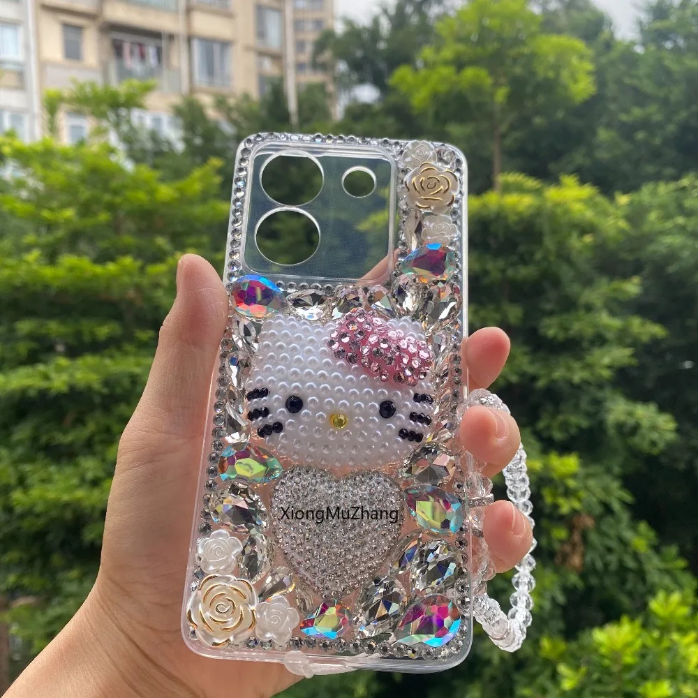 Hello Kitty Diamant-Blumen-Handyhülle für Xiaomi Poco M8 Power M7 Pro M6 M5 F8 F9 Pro F7 F6 F5 X7 X6 X5 X4 X3 mit Handschlaufe – Detail 9