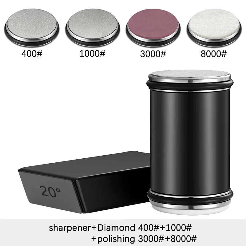 Rollender Messerschärfer, doppelseitiger Diamant-Schleifstein, 15/20 ° Grad magnetischer Winkelrollen zum Schärfen von Küchenmessern
