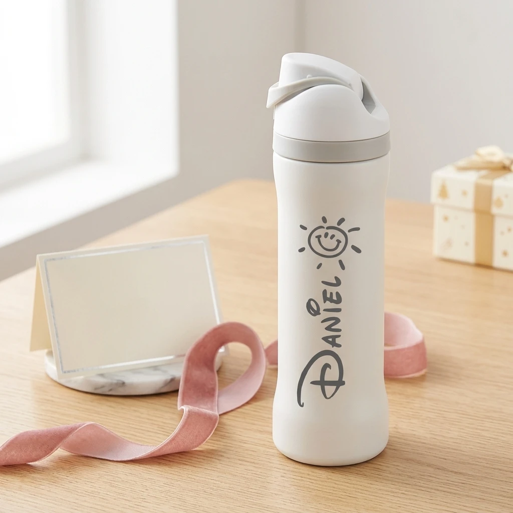 Custom Name Surfing Girl Beach Water Bottle Personalized Double Wall Stainless Steel Thermos, Birthday Gift for Women Beach Love view 4