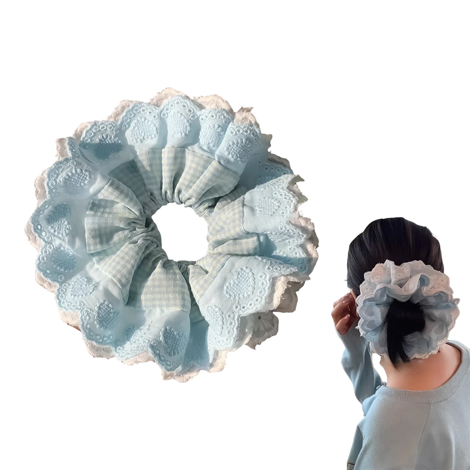 Süßes Spitzen-Stirnband für Mädchen, Pferdeschwanzhalter, Haarringe, die das Haar nicht verletzen, spurlose Haarseile für Mädchen, Haar-Accessoires, Stirnband – Detail 6