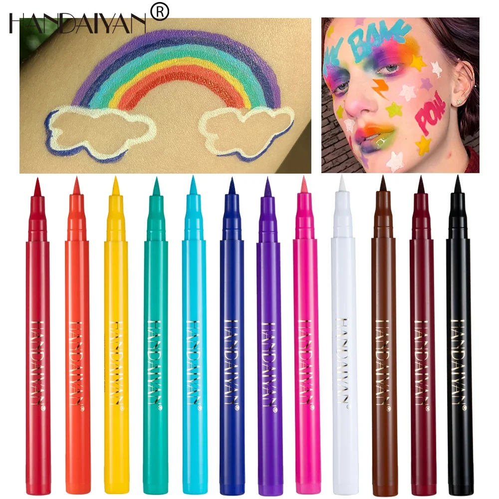 HANDAIYAN crayon Eyeliner coloré 12 pièces ensemble longue durée ne se décolore pas imperméable hautement pigmenté mat liquide Eyeliner cosmétiques