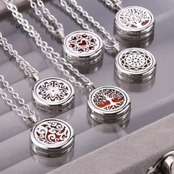Colar Aromaterapia Tree of Life para Mulheres, Aço Inoxidável, Difusor de Óleo Essencial, Amuleto, Pingente de Medalhão de Perfume, Joalheria, Novo