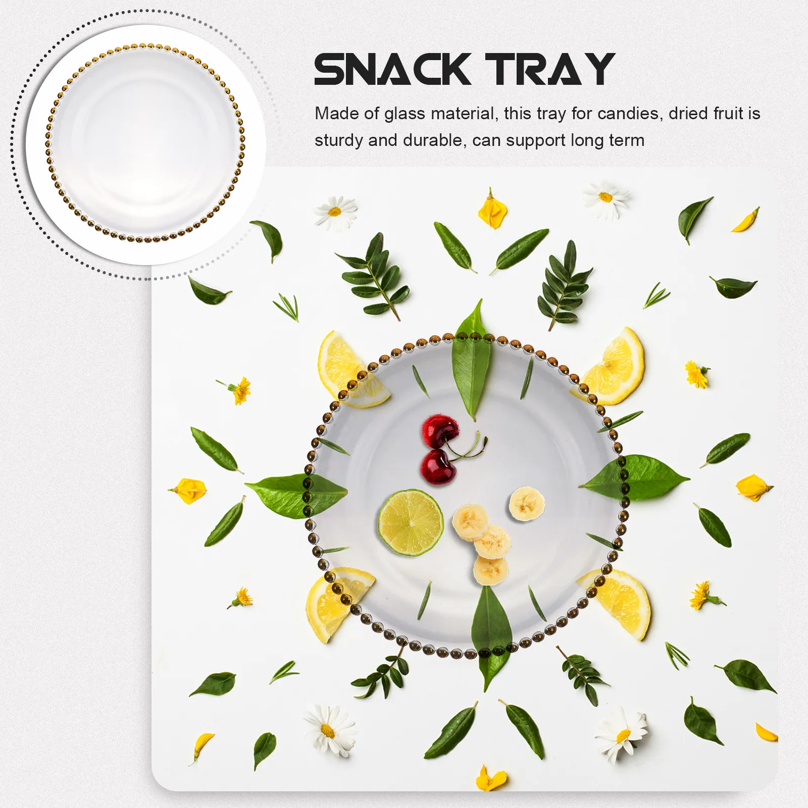 

Glass Snack Tray Round Clear Serving Dish for Candies Dried Fruit Chocolate Jewelry Display Home Decor Housewarming Gift Food