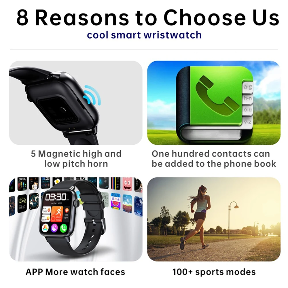 นาฬิกาอัจฉริยะบลูทูธเชื่อมต่อครั้งเดียวความละเอียดสูงสำหรับผู้ชายนาฬิกาวัดปริมาณออกซิเจนในเลือดสำหรับผู้หญิง