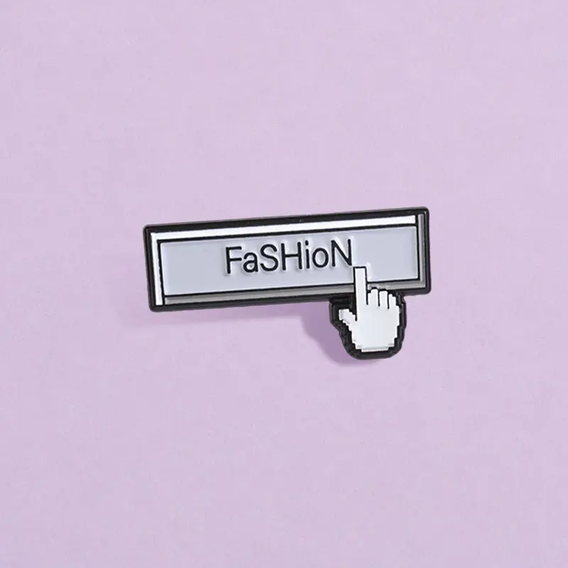 Pixel Hand Click FaSHioN Search Bar Enamel Pin Digital Theme Alloy Brooches Lapel Backpack Badge Jewelry Accessory Gift