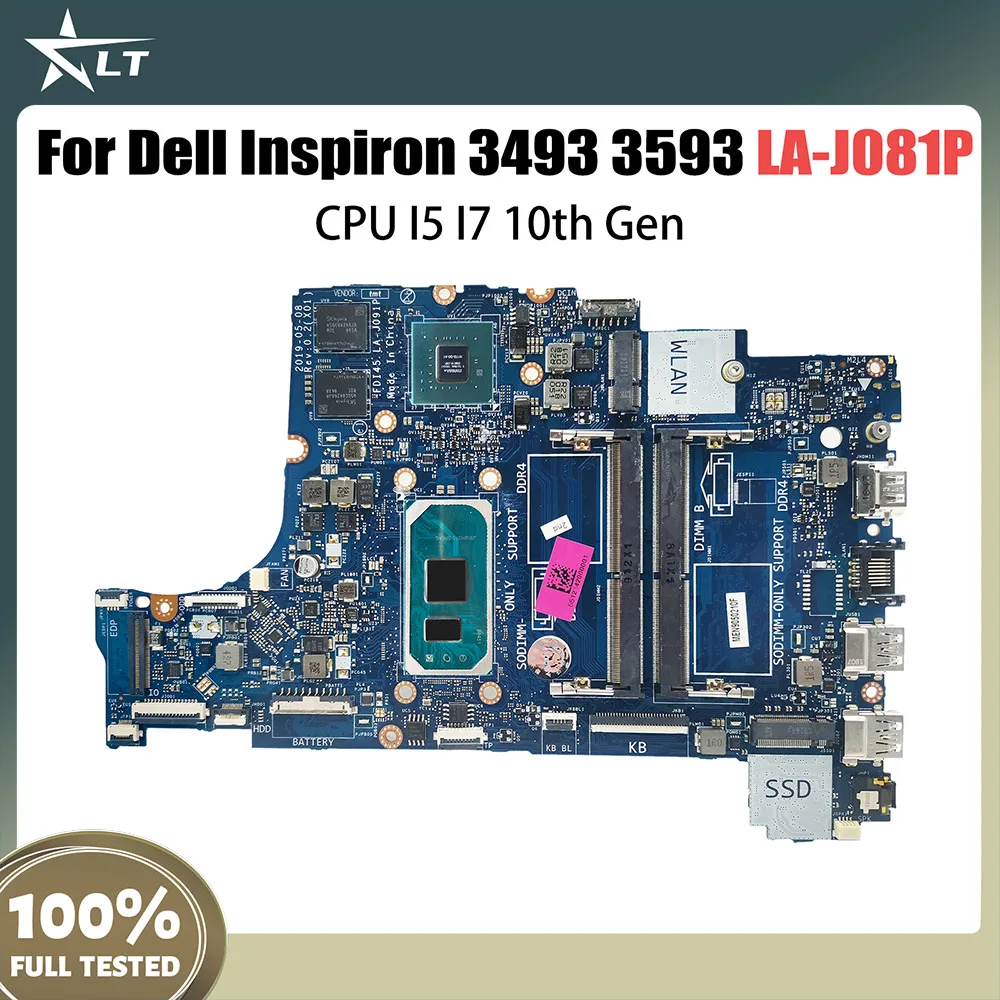 

LA-J091P Mainboard For DELL Inspiron 3493 3593 3793 5493 Laptop Motherboard CN-035VMP CN-0N18YD With CPU I5 I7 10th Gen