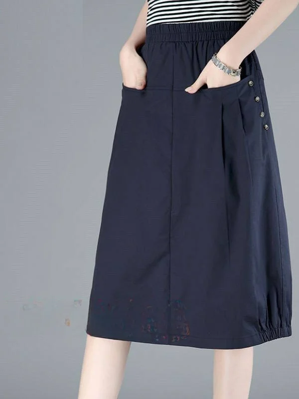

Pure Cotton High Waist A-Line Midi Skirt Women's Loose Fit Spring 2025 New Sle Casual Slimming f-length Skirt
