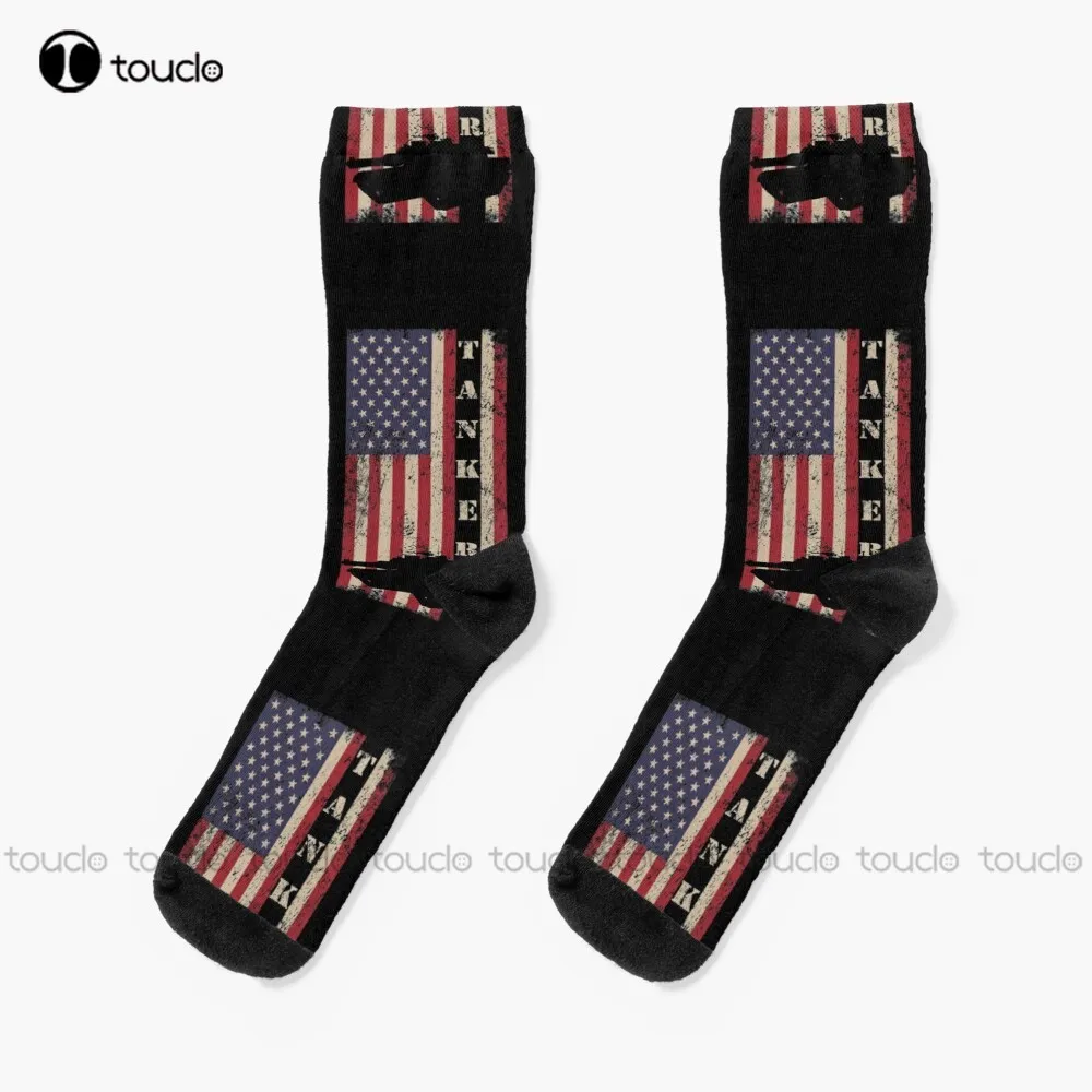 Tanker Abrams Us Army Tank Patriotic American Flag Gift M1 M1A2 Tank Socks Usa Socks Comfortable Best Girls Sports New Popular