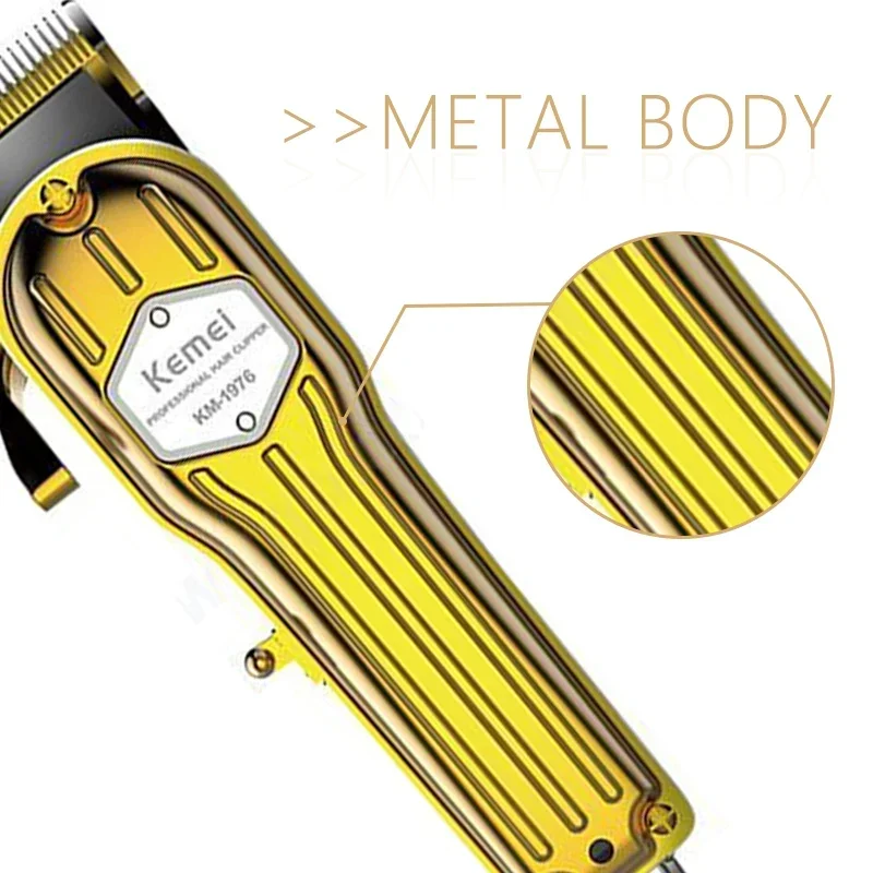 Kemei KM-1976 profesjonalna elektryczna bezprzewodowa maszynka do strzyżenia włosów dla fryzjera maszynka do włosów o dużej mocy ścinanie włosów dla mężczyzn