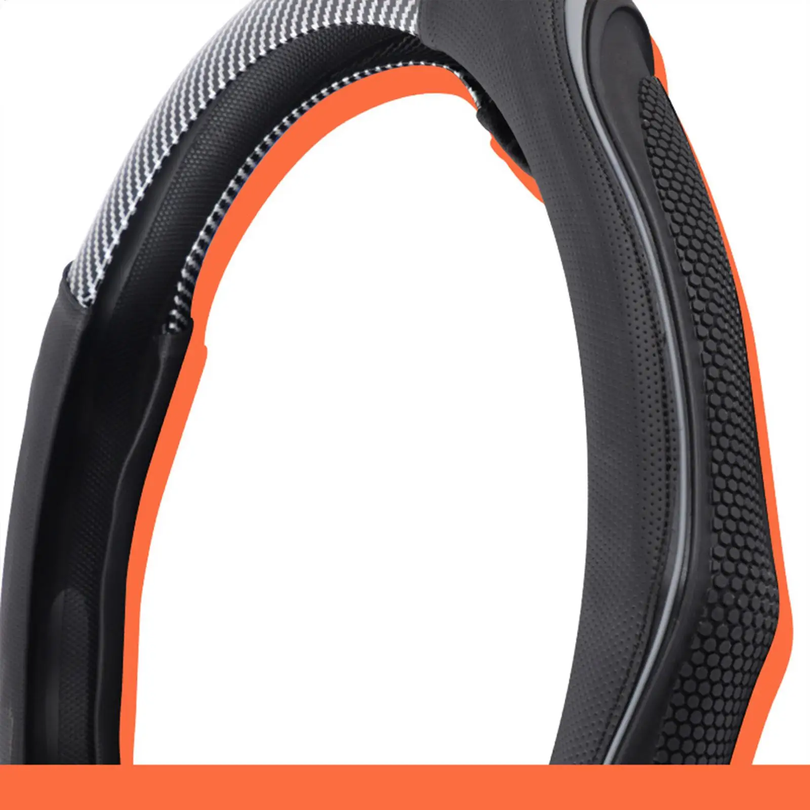 Steering Wheel Cover Men Sport Style Soft Silicone Protector Carbon Fiber Texture Soft Steering Wheel Cover For Men Women Lady