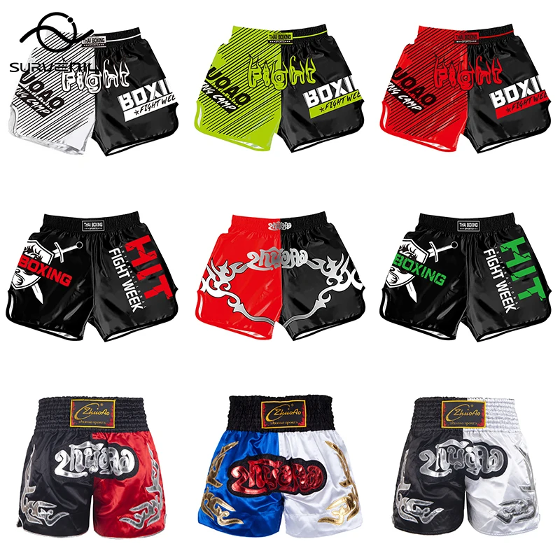 Muay Thai Boxing Shorts Cheap Sanda Grappling Kickboxing Training Pants Men Women Printing MMA Kids Adults Tiger Fight Trunks