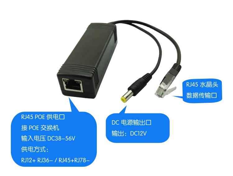 10/100/1000M IEEE802.3af/at PoE Splitter 30W Hi-Power Power-Over-Ethernet Splitter