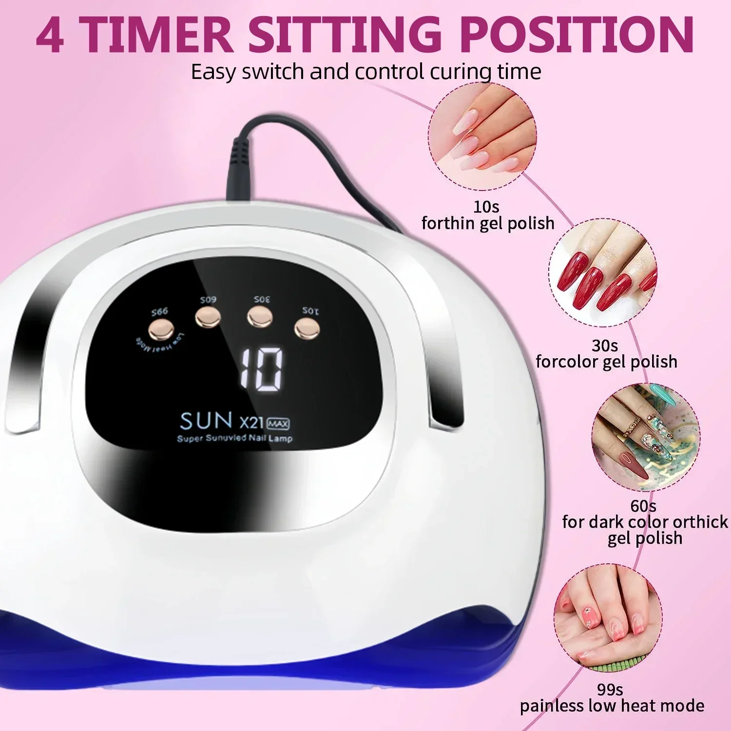 新型320Wネイルドライヤーランプ、72個のLED UV/LEDライト、スマートセンサー搭載、速乾ネイルドライヤーランプ、マニキュア・ペディキュアサロンツール