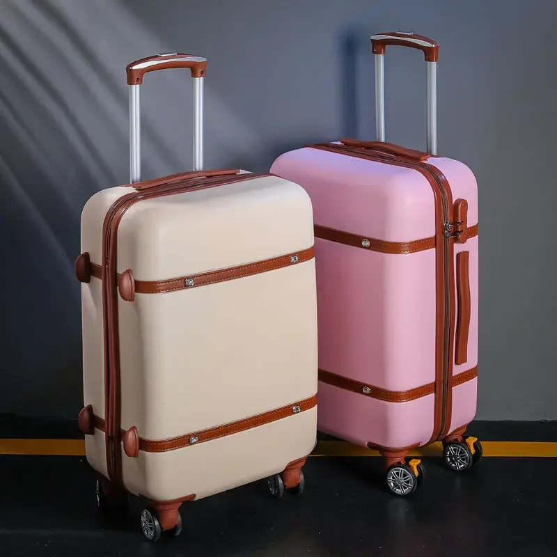 Retro Style Luggage 20 Inch Carry-on Suitcase Password Luggage Set for Students 26 Inches Large Capacity Trolley Case