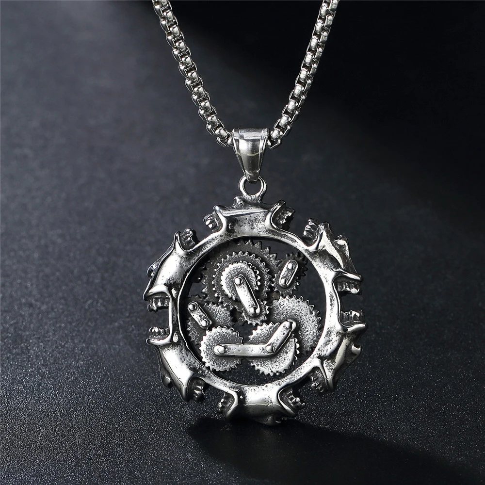 

Gothic Mechanical Skull Pendant Necklace Punk Hip Hop Stainless Steel Biker Men Necklace Chain Fashion Jewelry Gift Wholesale