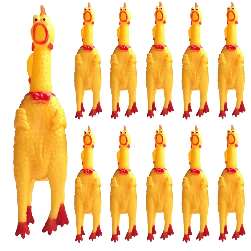 1 قطعة جديد كلب صرير لعبة صراخ الدجاج ضغط الكلب مضغ لعبة دائم وممتع الأصفر المطاط العادم الدجاج اللعب