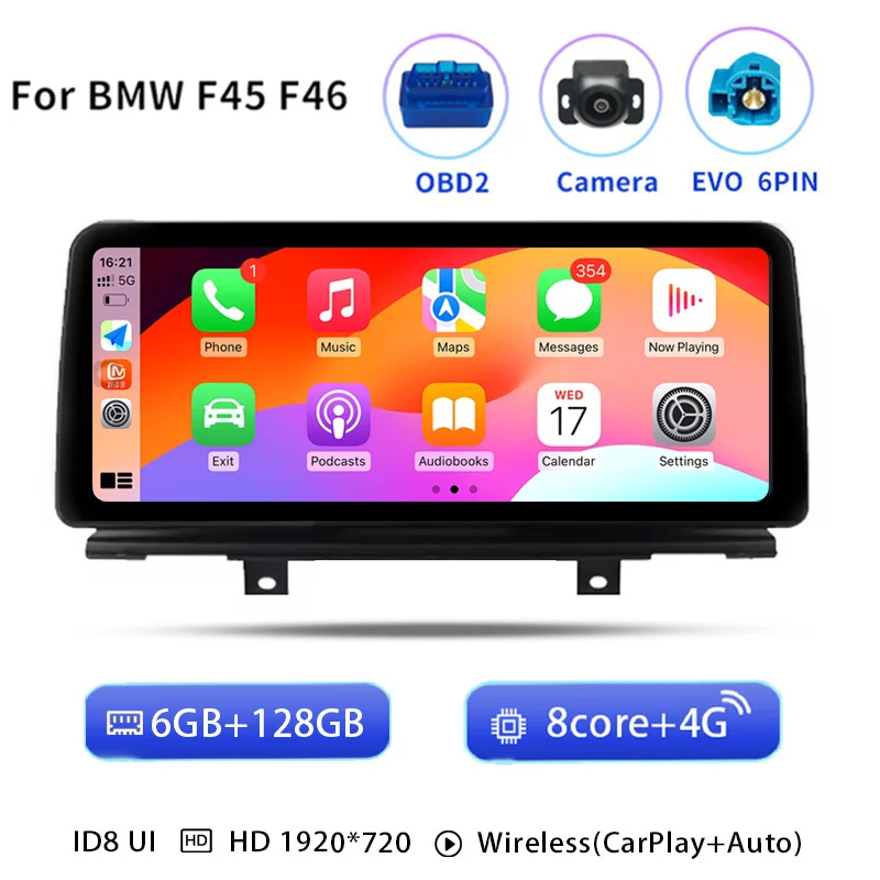 10,25" Android 14 autoradio voor BMW F45 F46 F87 2013-2018, draadloze Carplay, multimedia, GPS-navigatie, stereo, DSP-scherm, hoofdunit, 4G-audio