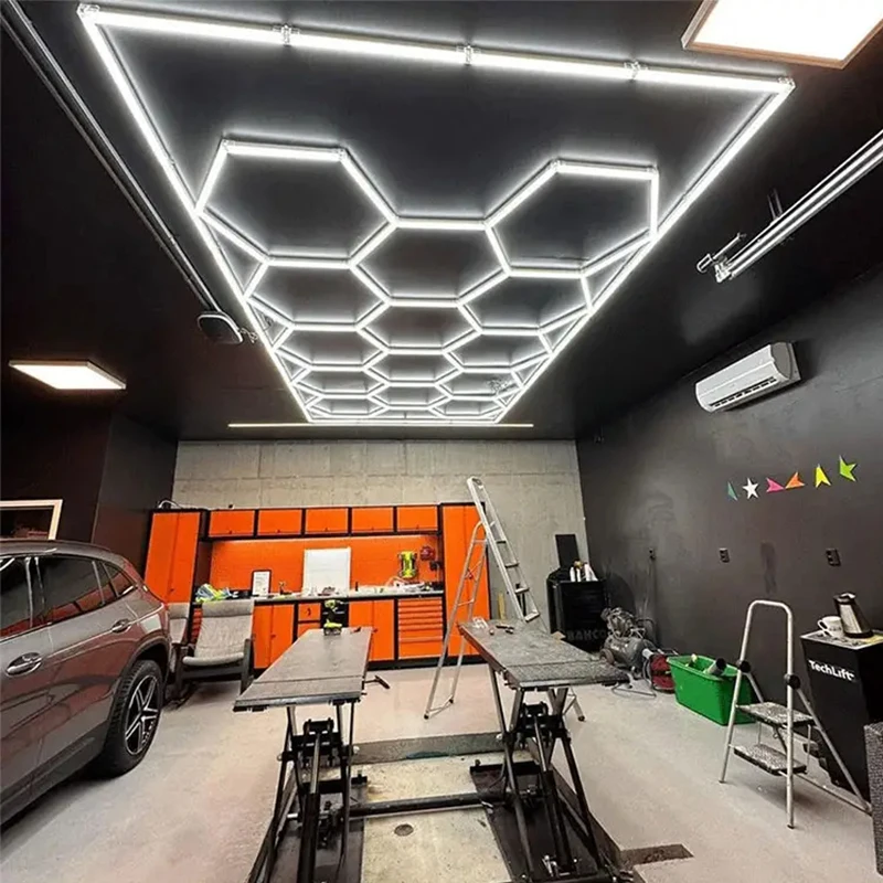 Workshop Detailing Light Commercial Led Car Showroom Gym Hexagonal Ceiling Lighting 534W