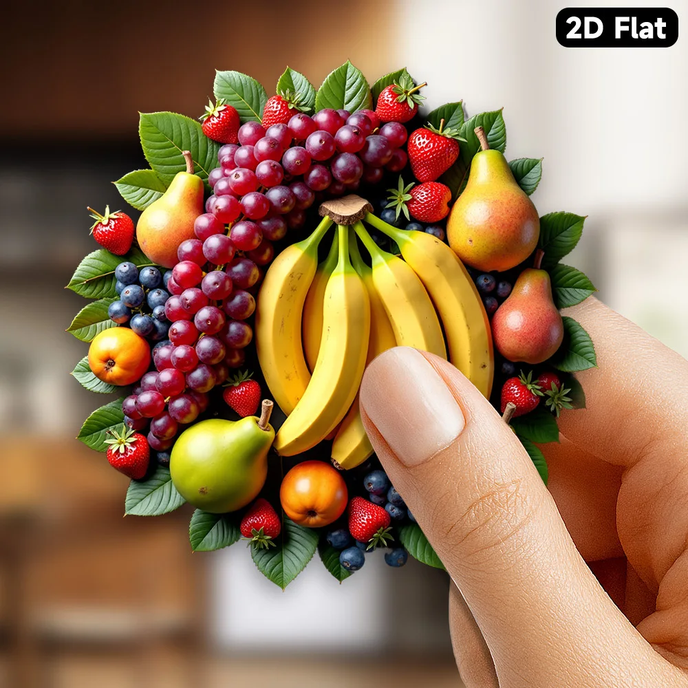 Round Fridge Magnet with Fruit Pattern,Refrigerator Magnets Decor,Holiday Gifts Suitable for Food Lovers & Family Gatherings.