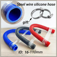 Black Steel wire corrugated tube silicone hose High pressure and high temperature intake pipe Intercooler Air filter connection