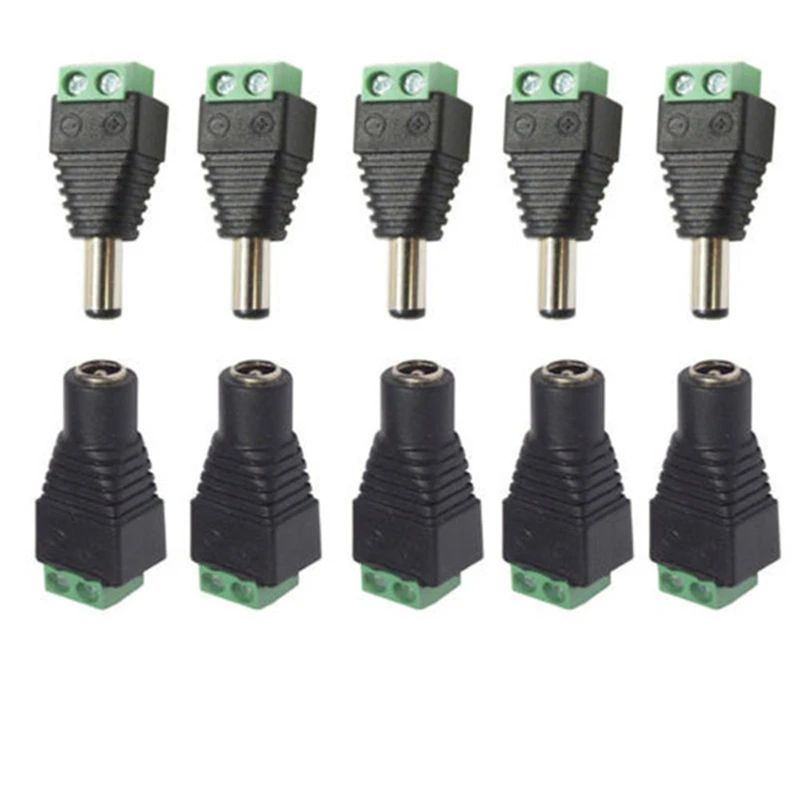 5 pcs 2.1mm X 5.5mm Female Male DC Power Plug Adapter DC Power Female Plug Jack Adapter Connector Male Plug
