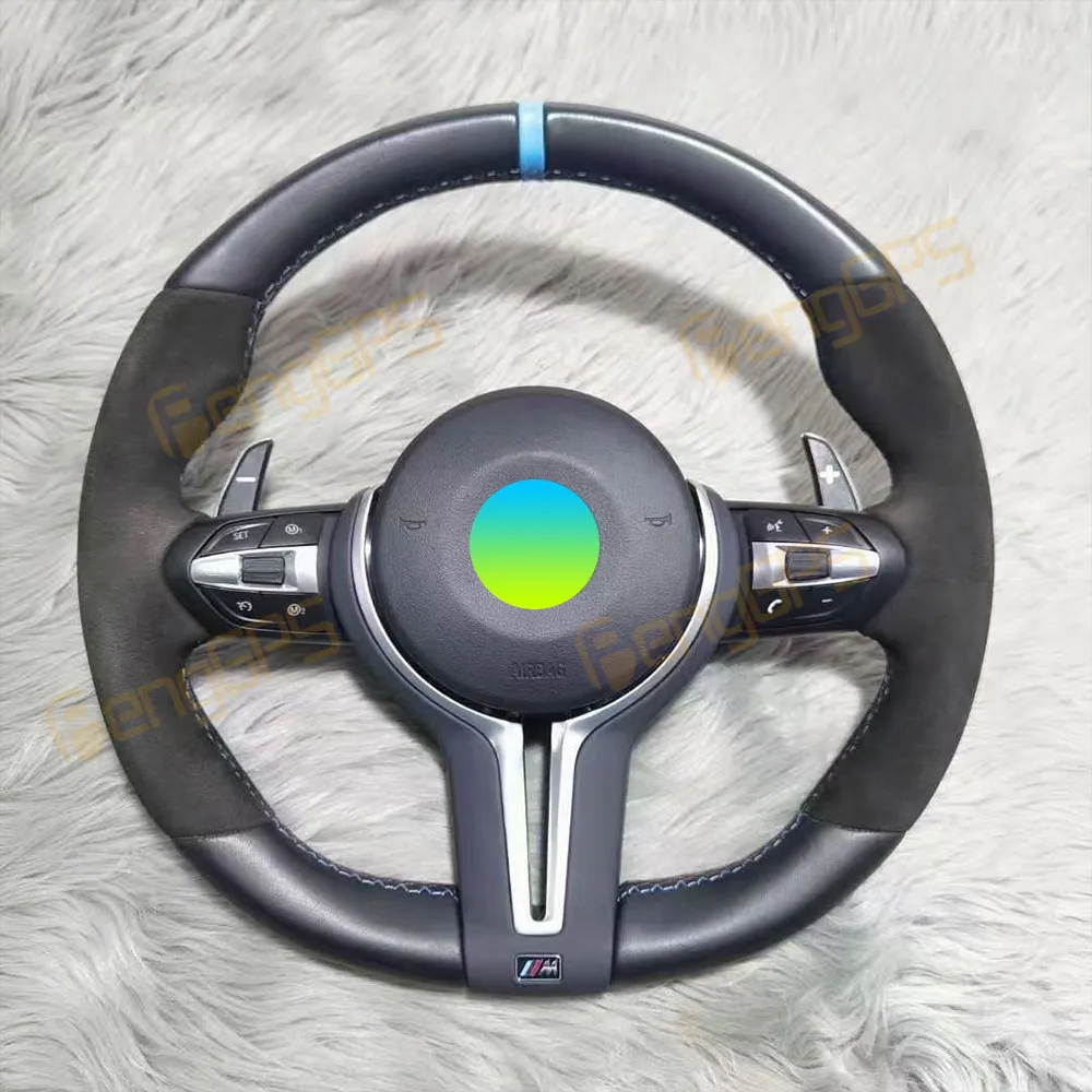 

Carbon Fiber Suede Steering Wheel Fit For BMW Athletic Auto Shift LED Lights Flash Steering Wheel Support Customized