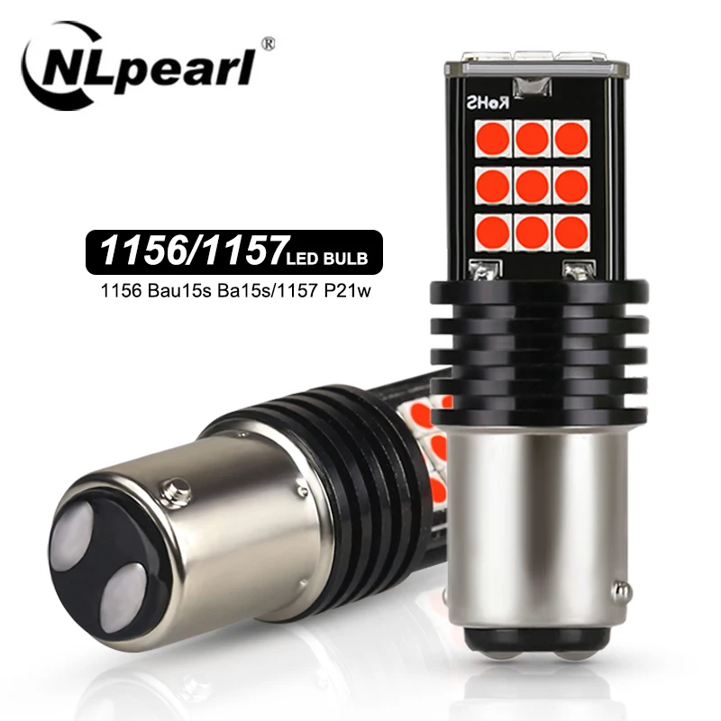 NLpearl 2PCS 1157 1156 BA15S P21W P21/5w W16W Led 3030SMD CANBUS NO ERROR Car Tail Bulb Brake Light Auto Backup Reverse Lamp