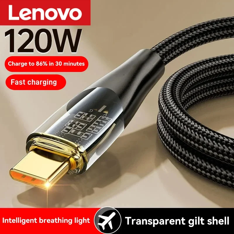 Lenovo-USBCからタイプへの超高速充電ケーブル,120w,6a,xiaomi 14用データコード,redmi note 13,samsung,huawei,type-c充電器コード