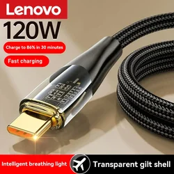 Lenovo-Cable de datos de carga súper rápida, Cargador Usb tipo C, 120w, 6A, para Xiaomi 14, Redmi Note 13, Samsung, Huawei