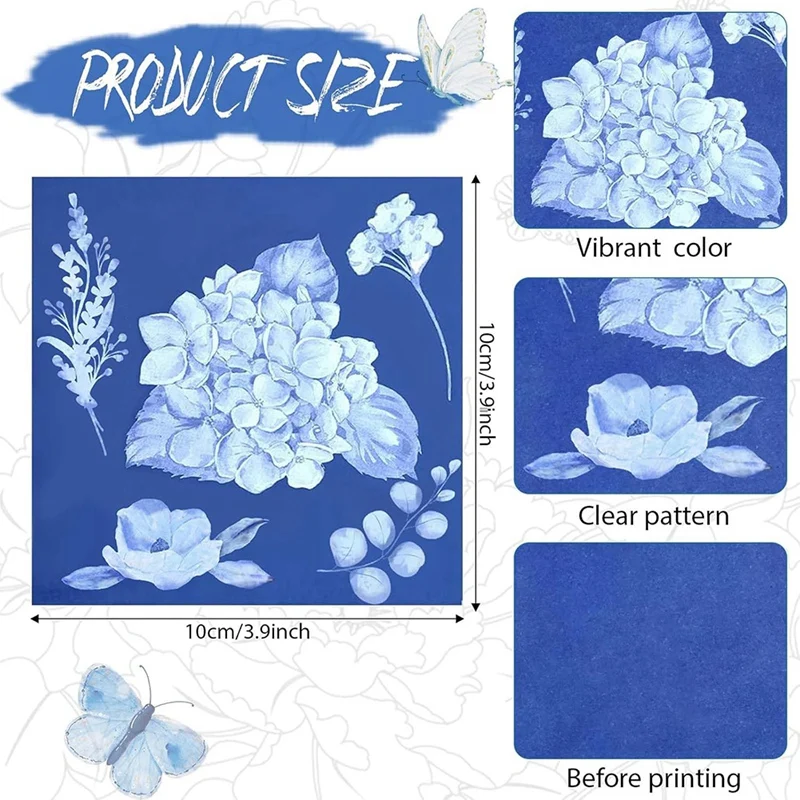 60 Sheets Cyanotype Paper Sun Print Art Kit High Sensitive Sun Paper Nature-Sun Printing Kit Drawing Art Paper