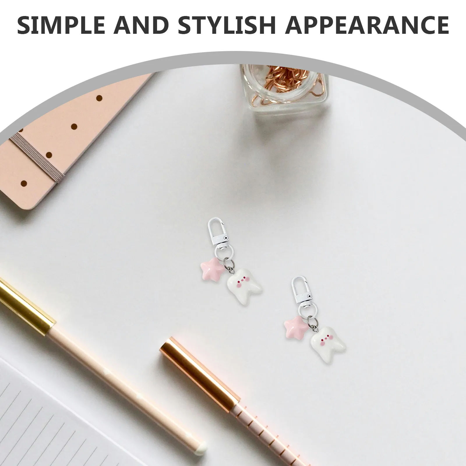 10Pcs Kawaii Tooth Keychain Pendant Mini Backpack Bag Charm Party Favor Basket Stuffer Tooth Shape Keychain Mini Cute Bag Charm - view 5