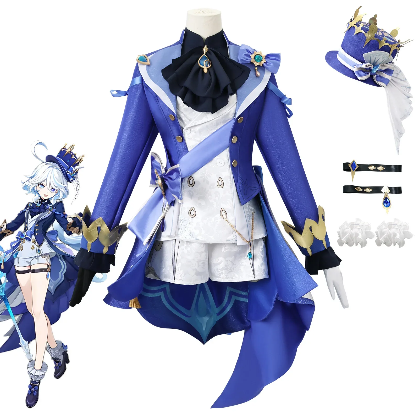 

Furina Cosplay Game Genshinimpact Focalors Cosplay Costume Anime Suits Party Costume Hat Wig Shoes Full Set Role Play Outfits