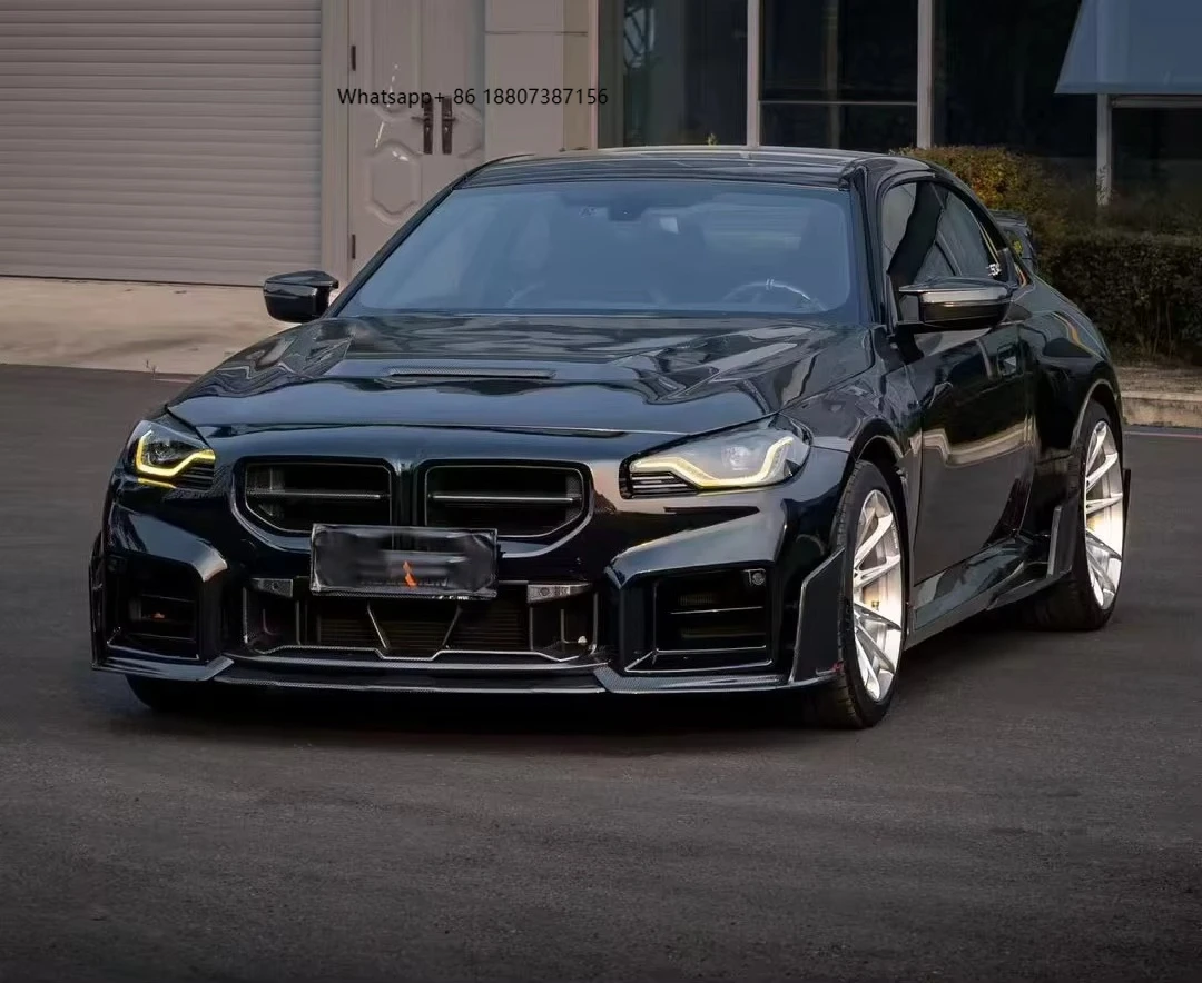 

For G87 M2 Custom Front Lip Corner Dry Carbon Fiber Bumper with Exhaust Cutouts-New Bolt-On Retrofit/Upgrade Accessory