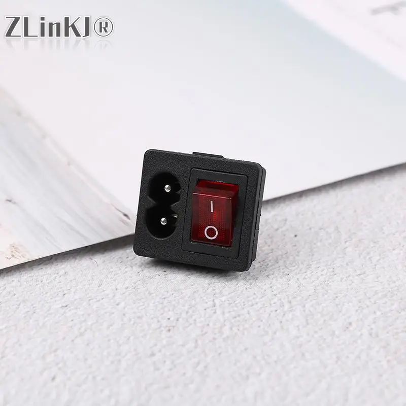 Red Rocker Switch Fused Inlet Power Socket Fuse Switch Connector Plug Connector Dielectric Intensity 2000V AC/MIN