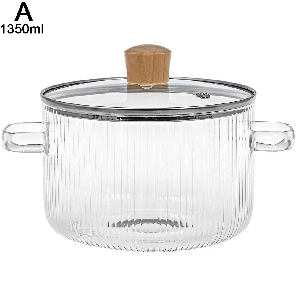 Glass Cooking Pot With Lid Heat-Resistant Borosilicate Glass Cooking Utensils Can Be Used To Cook Soup Milk Instant Noodles