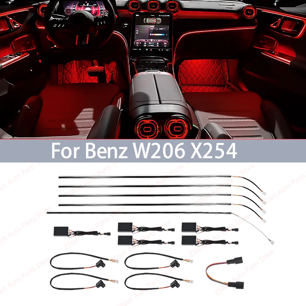 For Mercedes Benz W206 GLC X254 C-Class Car LED Decorative Light Original Screen Control 64 Colors LED Car Active Ambient Light