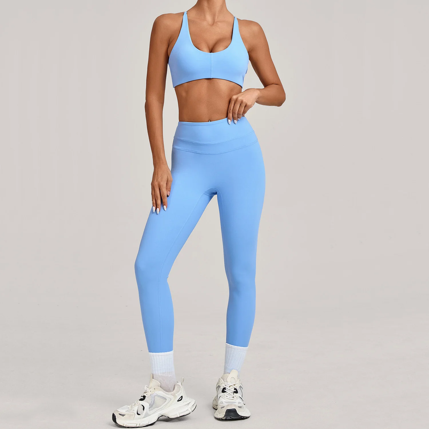 2PCS Adjustable Back Yoga Set Women Sportswear Workout Clothes Athletic Wear Gym Legging Fitness Twist Bra Sports Suit XP114