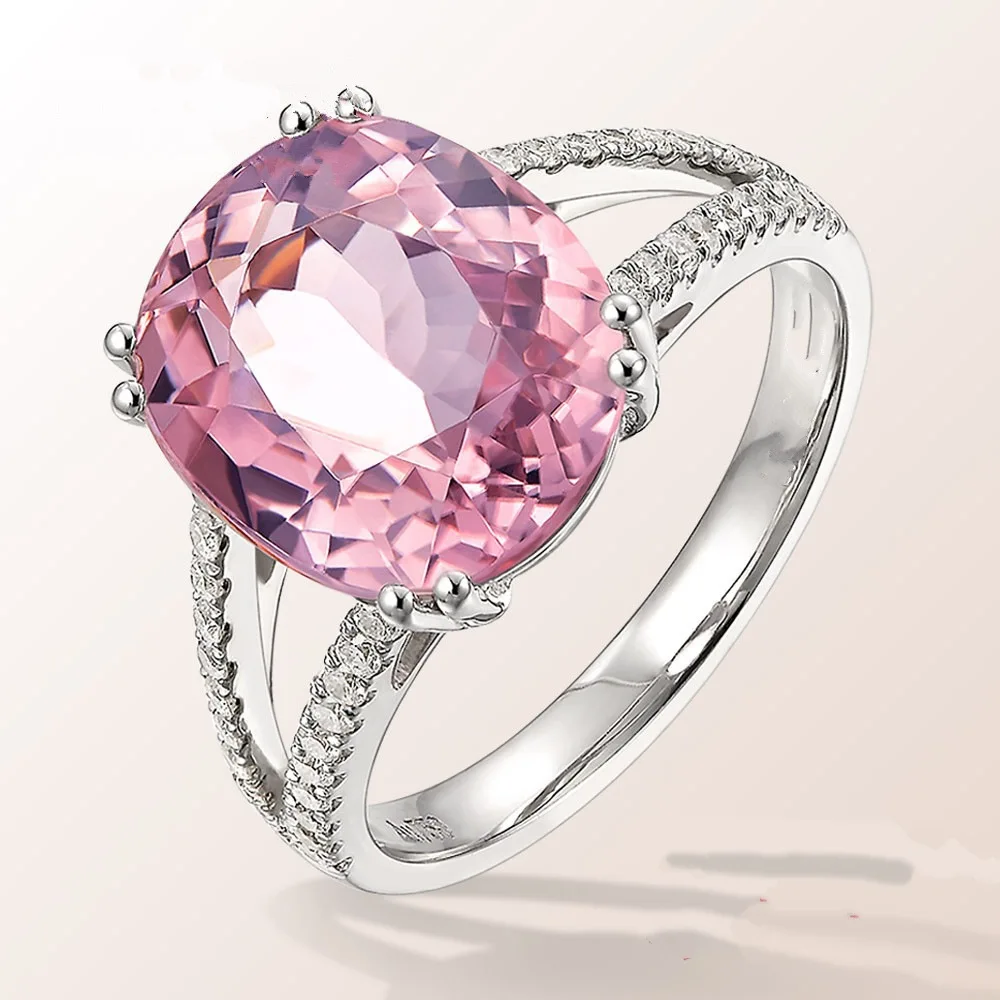 New Stylish 925 Sterling Silver Engagement Ring Set Featuring Sparkling Pink Diamond Tourmaline Fine Jewelry For Women